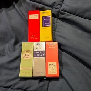 5 one ounce bottles of Body and Earth hands lotions.  New in package